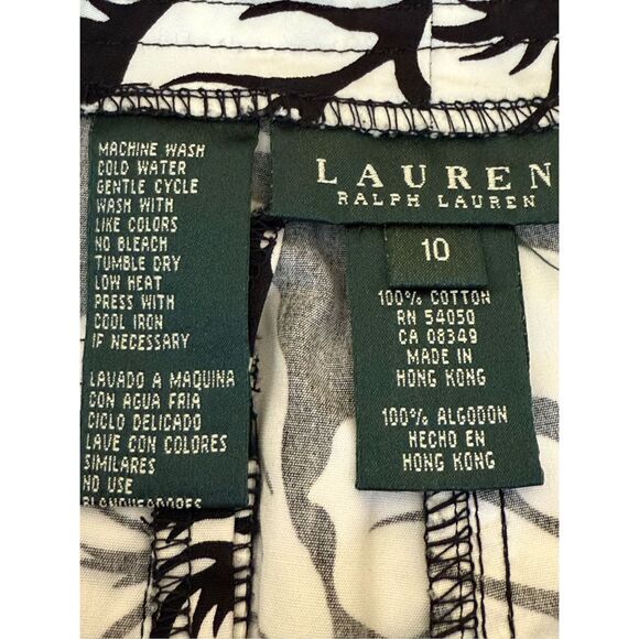 LAUREN RALPH LAUREN Women Black White Floral Cotton Cropped Pants SZ 10 - Picture 7 of 10